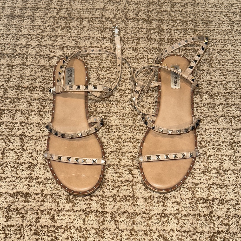 Steve Madden ankle strap nude sandals, size 10, worn about 10 times